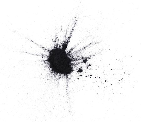 charcoal powder top view isolated on white background , black dust texture.の写真素材