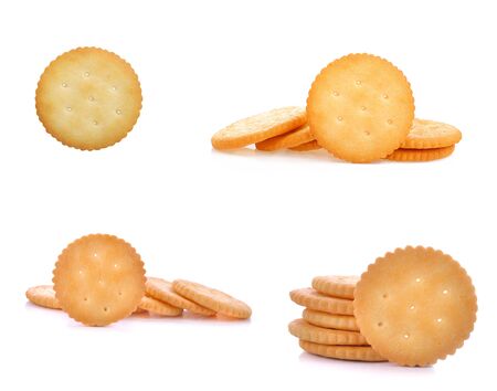 Crackers  on white background.snack for meal;appetizer.の写真素材