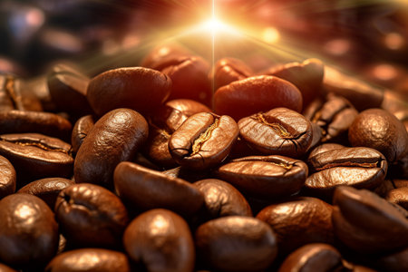 Close close-up of roasted coffee beans,AI Generativeの素材