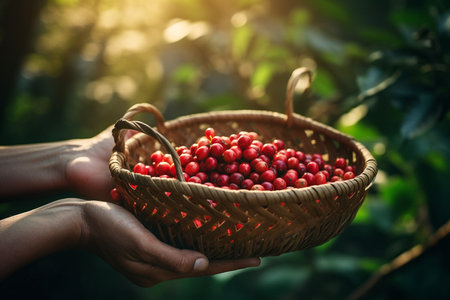 ripe coffee beans Excellent coffee from Costa Rica. AI Generativeの素材