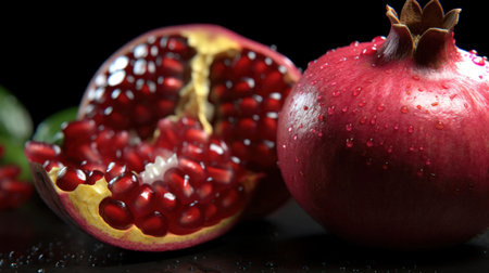 pomegranate fruit macro lens realistic lightingの素材