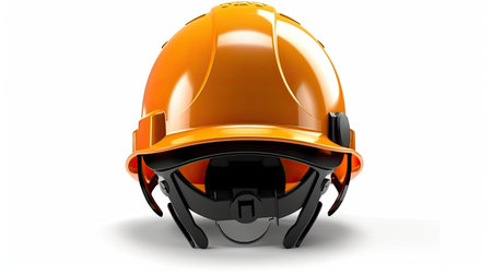 Construction worker's helmet isolated on a white backgroundの素材