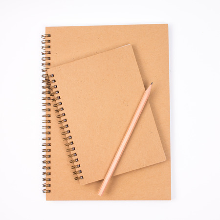 Notebook and Pencil on white backgroundの写真素材
