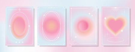 Modern fluid pastel holographic gradient background with trendy  aesthetic brutalism geometric shape...