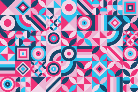 Neo geometric background with colorful geometric shapes. Modern pattern for website banner, header, wallpaper, card, vector illustration.のイラスト素材