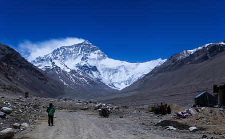 Breathtaking view of the north face of everest mountainのeditorial素材