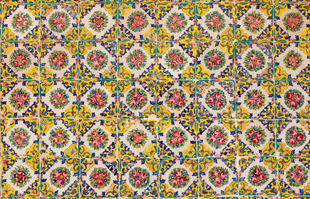 Tehran,Iran-Feb 11,2017;Exterior colorful decoration painting mosaic on the wall at Golestan palace;a UNESCO world heritage site,the oldest group of buildings in tehranのeditorial素材