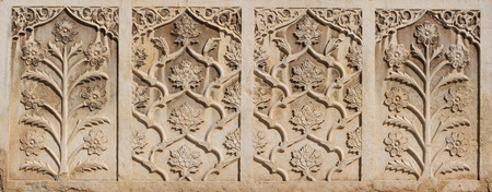 Shiraz,Iran-Jan 30,2017;Beautiful marble delicate bas relief on the wall of Vakil Mosque