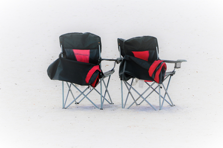 beach chairs on a super white sandy beach