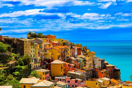 a costal view while  exploring the back trails around the  Riomaggiore village which is a small...