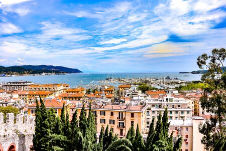 exploring the costal port city of La Spezia, which is in the Liguria region of Italy next to the  Cinque Terraの写真素材