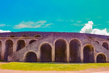 Exploring the houses and streets of the ancient city of Pompeii which is an ancient Roman city near...