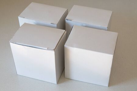 white paper box on tableの写真素材