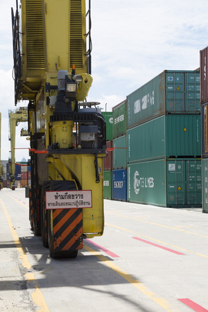 Bangkok, Thailand  28 June 2015 : At Port Authorrity of Thailand; Bangkok Port ; The port area is located on the left side of the Chao Phraya River in Khlong Toei District, in the picture take on Sundays workingのeditorial素材