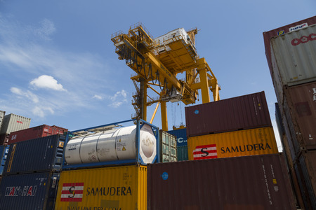 Bangkok, Thailand  28 June 2015 : At Port Authorrity of Thailand; Bangkok Port ; The port area is...