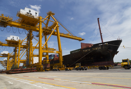 Bangkok, Thailand  28 June 2015 : At Port Authorrity of Thailand; Bangkok Port ; The port area is...