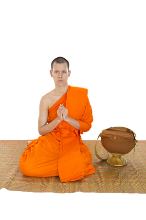 Isolate of Young Thai monks. This is Ordination Ceremony and Thai Culture for Every Man Becoming a New Monk or Priest.の写真素材