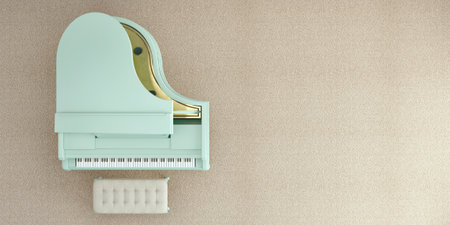 Grand piano with pastel color top view.3d renderingの写真素材