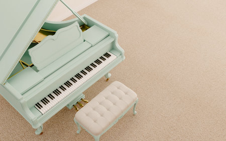 Top view grand piano with pastel color.3d renderingの写真素材