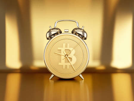 Gold coin alarm clock.Time is valuable.Business concept.3d renderingの写真素材