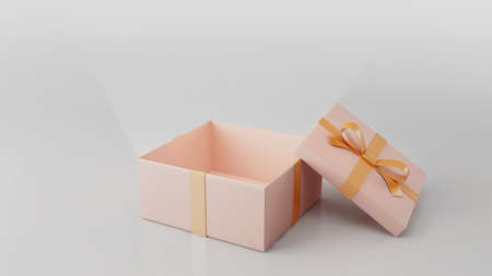 Blank gift box with gold ribbon.3d rendering