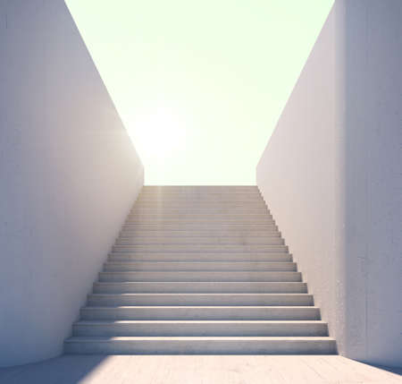 Stair step to the light.Concept for archievment or goals.3d renderingの写真素材