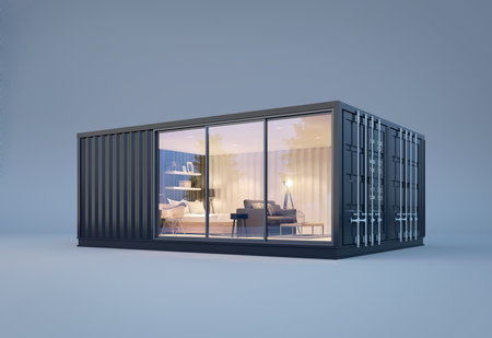 Container house isolated on background.3d renderingの写真素材