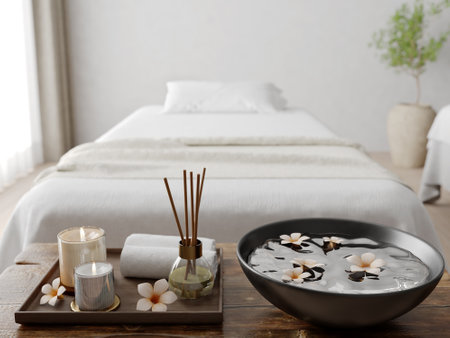 Spa and massage close up.Concept for spa advertising.3d renderingの写真素材