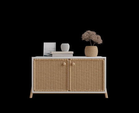 Mini table and plant pot isolated.3d renderingの写真素材