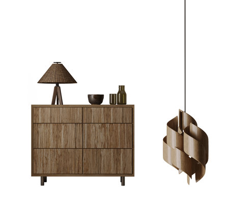 Wooden table with lamp isolated.3d renderingの写真素材