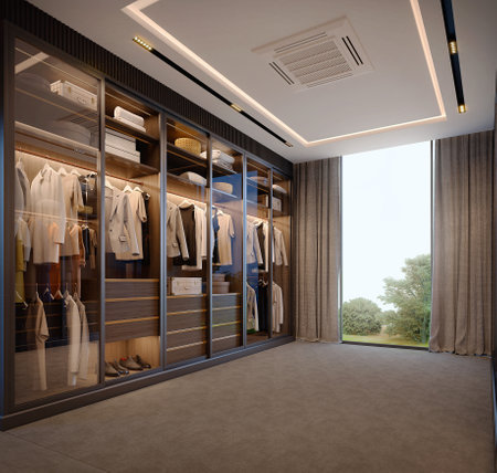 Luxury walk in closet interior.3d renderingの写真素材