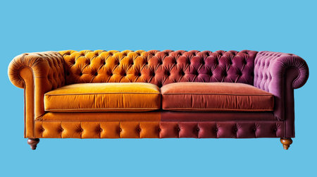 Colorful Chesterfield sofa isolated on background