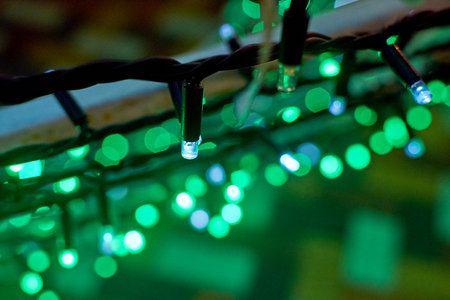 Led garland lamps with dramatic light leak backgroundの写真素材