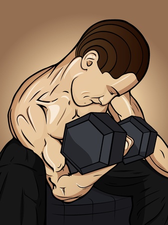 Stylish gym men with dumbbellのイラスト素材