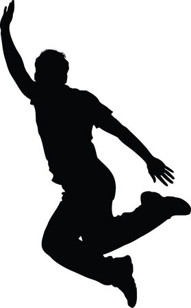 jumping teen isolated silhouetteのイラスト素材