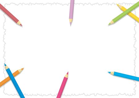 Colored pencils and paperのイラスト素材