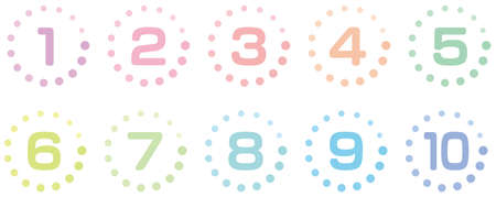 Illustration of numbers surrounded by gradient circlesのイラスト素材