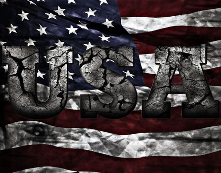 A grunge style USA text with American flag background. Looks great full-sized.の写真素材