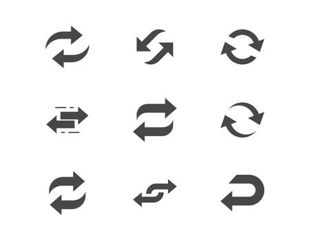 Reverse flat glyph icons. Vector illustration included icon as swap, flip, currency exchange,...