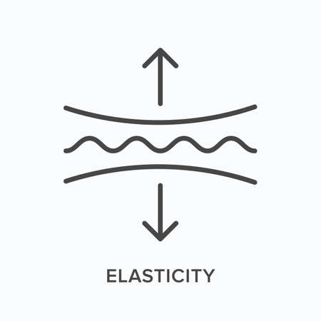 elasticity flat line icon. Vector outline illustration of flexible surface . Black thin linear pictogram for skin careのイラスト素材