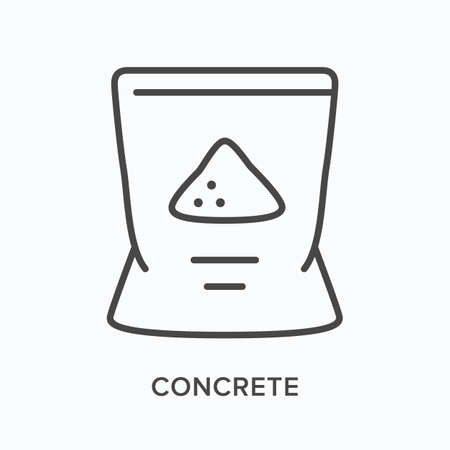 Concrete flat line icon. Vector outline illustration of cement package. Black thin linear pictogram for building materialのイラスト素材