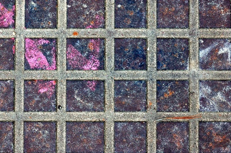 Rusty metal squares stained surface. Industrial background texture.の写真素材