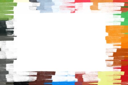 Colorful pastel line strokes border. Abstract frame illustration.の写真素材