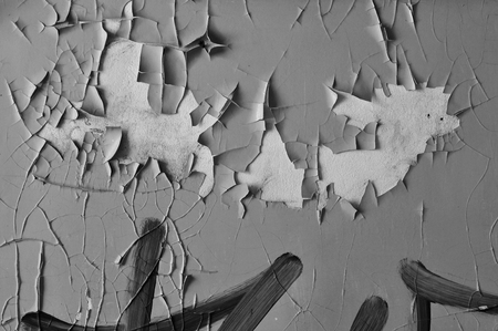 Peeling paint wall background texture. Black and white.の写真素材