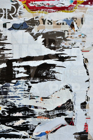 Messy torn paper ripped posters abstract weathered background texture.