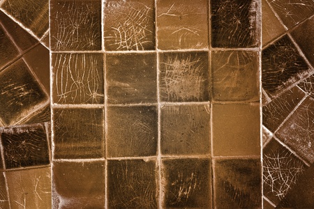 brown color tile grunge backgroundの写真素材