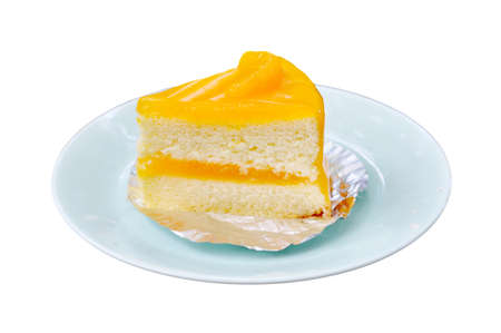 orange cake with dish の写真素材