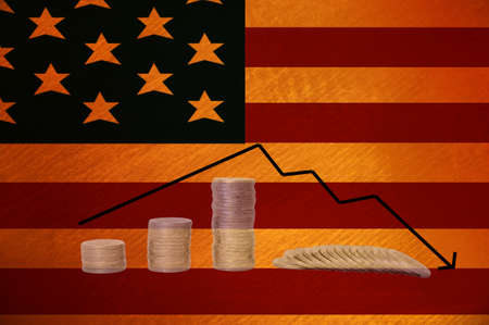 america flag with drop graph の写真素材