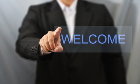 business man touch welcomeの写真素材