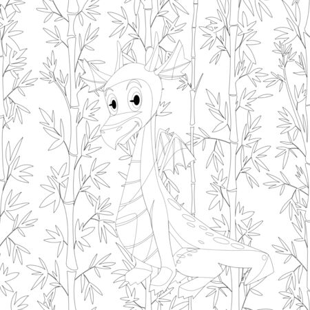 oloring book for children with a dinosaur in cartoon style, tyrannosaurusの写真素材